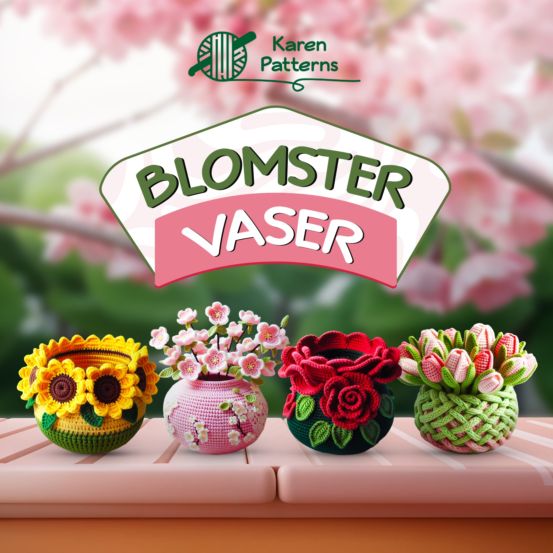4 i 1 Blomstervasepakke – Hækleopskrift