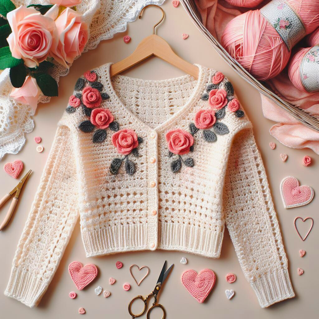 Alle Størrelser Rosy Hygge Cardigan – Hækleopskrift